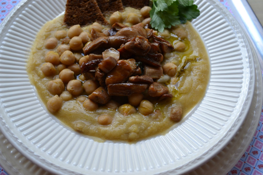 zuppa di ceci e funghi porcini